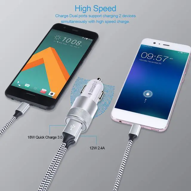 Alt view image 3 of 7 - USB Fast Charger Kit for Samsung Galaxy A56 A16 A15 A14 A35 A55 A54 A53 5G S25 S24 FE S24 S23 Ultra S22 Ultra A13 iPhone 16 15,Quick Charge 3.0 Wall Charger+Rapid Car Charger Adapter+2 USB C Cable 3FT