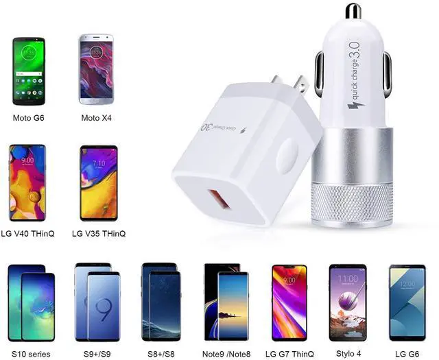 Alt view image 7 of 7 - USB Fast Charger Kit for Samsung Galaxy A56 A16 A15 A14 A35 A55 A54 A53 5G S25 S24 FE S24 S23 Ultra S22 Ultra A13 iPhone 16 15,Quick Charge 3.0 Wall Charger+Rapid Car Charger Adapter+2 USB C Cable 3FT