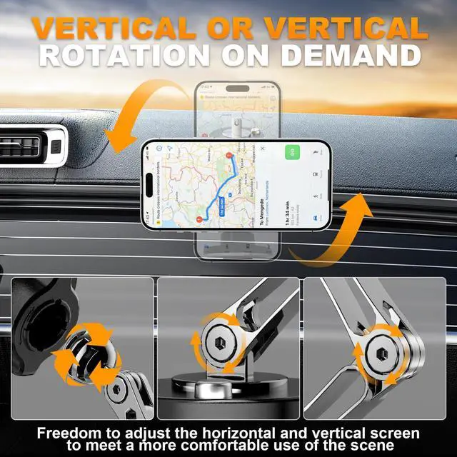 Alt view image 5 of 7 - Mag-Safe Car Mount Charger Wireless - 15W Magnetic Phone Holder Car Charger Stick on Dashboard with Universal 360° Foldable Full Metal Car Accessories for iPhone 16/15/14/13/12 & Samsung