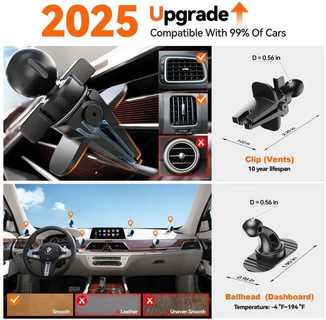 Alt view image 6 of 7 - Beser for MagSafe Car Charger Mount, 15W Magnetic Wireless Qi Charger & Phone Holder, Dashboard/Vent Mount for iPhone 16/15/14/13/12 Mini Pro Max, Aluminum Alloy, Black