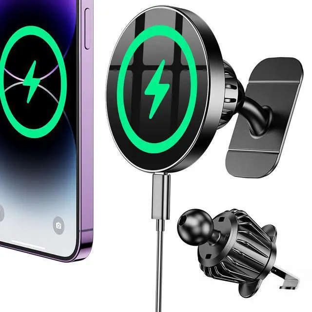Main image of Coolpow for Magsafe Car Mount Charger100% Stable 15W Magsafe Car Charger, Car Phone Holder Charger Mag Safe car Accessories for Women Men Magnetic Wireless Car Charger iPhone 16 Pro Max 15 14 13 12