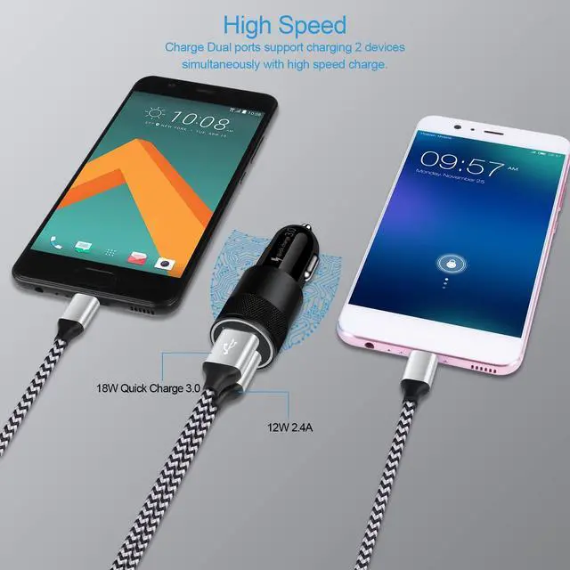Alt view image 3 of 7 - Super Fast Charger Type C Kit, 18W Quick Charge 3.0 Wall Charger Car Adapter for Samsung Galaxy S25 Ultra S25 S24 FE Z Flip6 Flip5 Fold6 A55 A35 A15 A14 A13 S23 iPhone 16/15/Pro with 2 USB C Cable 3FT