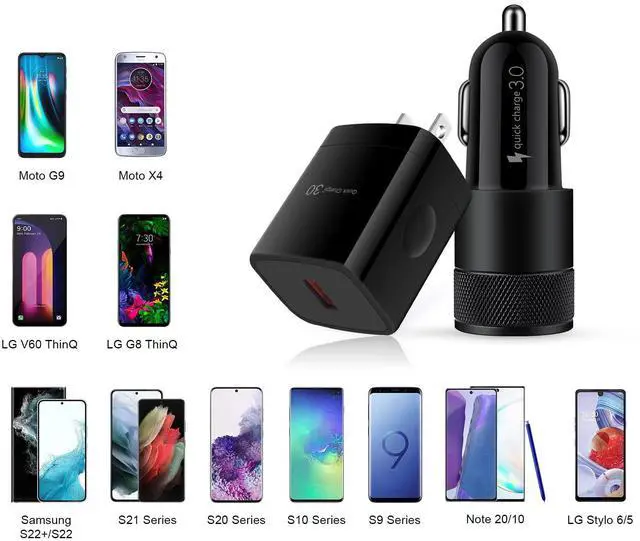 Alt view image 7 of 7 - Super Fast Charger Type C Kit, 18W Quick Charge 3.0 Wall Charger Car Adapter for Samsung Galaxy S25 Ultra S25 S24 FE Z Flip6 Flip5 Fold6 A55 A35 A15 A14 A13 S23 iPhone 16/15/Pro with 2 USB C Cable 3FT