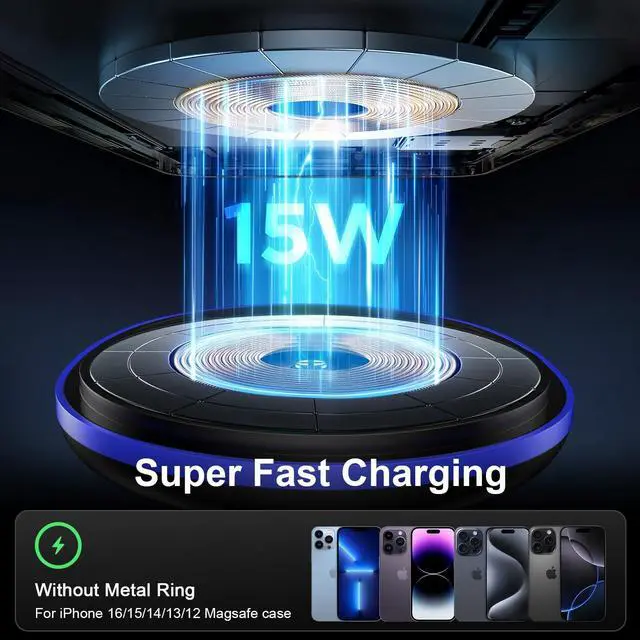 Alt view image 2 of 7 - 15W Magnetic Wireless Car Charger, MagSafe Car Mount Charger Fast Air Vent Car Phone Holder Charge r for iPhone 16e 16 Pro 16 15 14 13 12 Pro Max Samsung Galaxy S25 Ultra S25 Plus S24 FE S24 S23 Ultra