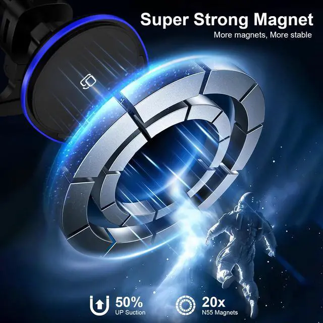 Alt view image 3 of 7 - 15W Magnetic Wireless Car Charger, MagSafe Car Mount Charger Fast Air Vent Car Phone Holder Charge r for iPhone 16e 16 Pro 16 15 14 13 12 Pro Max Samsung Galaxy S25 Ultra S25 Plus S24 FE S24 S23 Ultra