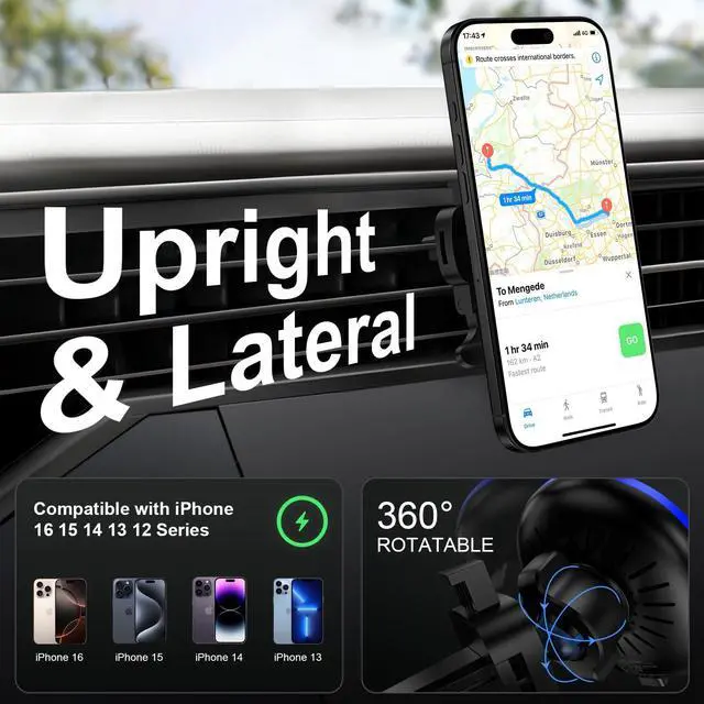 Alt view image 7 of 7 - 15W Magnetic Wireless Car Charger, MagSafe Car Mount Charger Fast Air Vent Car Phone Holder Charge r for iPhone 16e 16 Pro 16 15 14 13 12 Pro Max Samsung Galaxy S25 Ultra S25 Plus S24 FE S24 S23 Ultra
