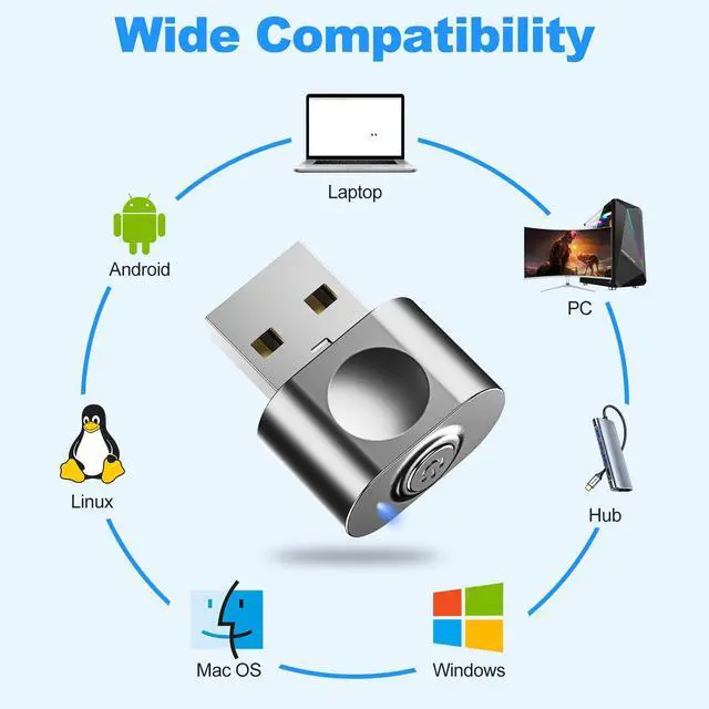 Alt view image 5 of 7 - aMZCaSE Mouse Jiggler Undetectable, Mouse Mover Jiggler USB with Switch Button, Automatic Mouse Mover Device Undetectable with 3 Jiggle Modes, Plug and Play Keep Computer/Laptop Awake,(Light Gray)