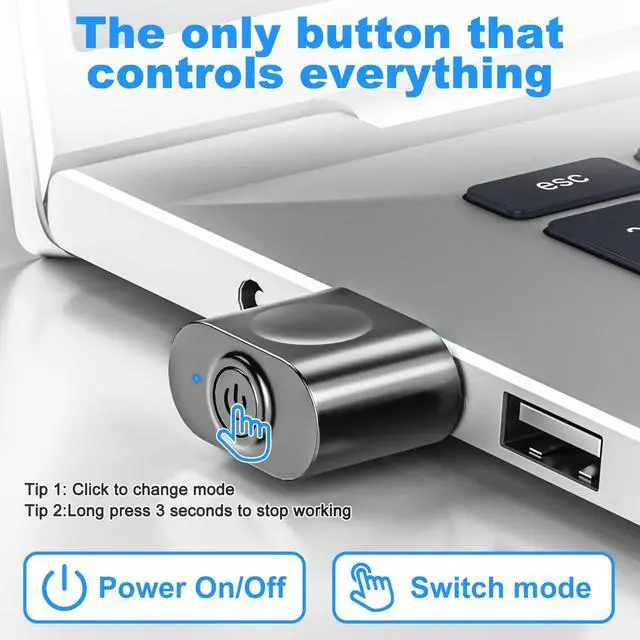 Alt view image 3 of 7 - aMZCaSE Mouse Jiggler Undetectable, Mouse Mover Jiggler USB with Switch Button, Automatic Mouse Mover Device Undetectable with 3 Jiggle Modes, Plug and Play Keep Computer/Laptop Awake,(Light Gray)