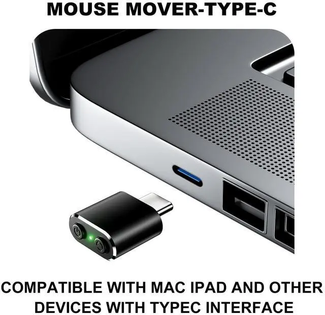 Alt view image 3 of 7 - Mouse Jiggler Compatible with Type C Interface Devices,Undetectable Mini USB-C Mouse Mover with Switch/Shaker Buttons,With 3 jitter modes,Driver-free,plug&play to keep PC/laptop/phone/tablet awake