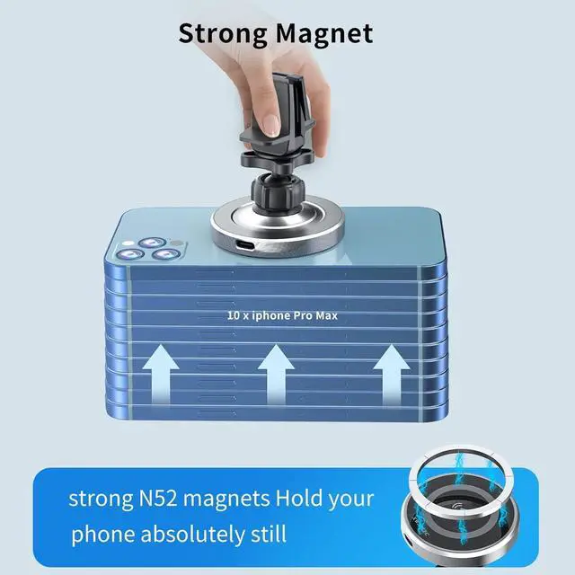 Alt view image 3 of 7 - Magnetic Wireless Car Charger,15W Super Fast Charging Magsafe Car Mount Charger for iPhone 16/15/14/13/12 /Pro/Max/Plus/Mini, Stick on Dashboard/Clip to Air Vent Phone Holder Mount