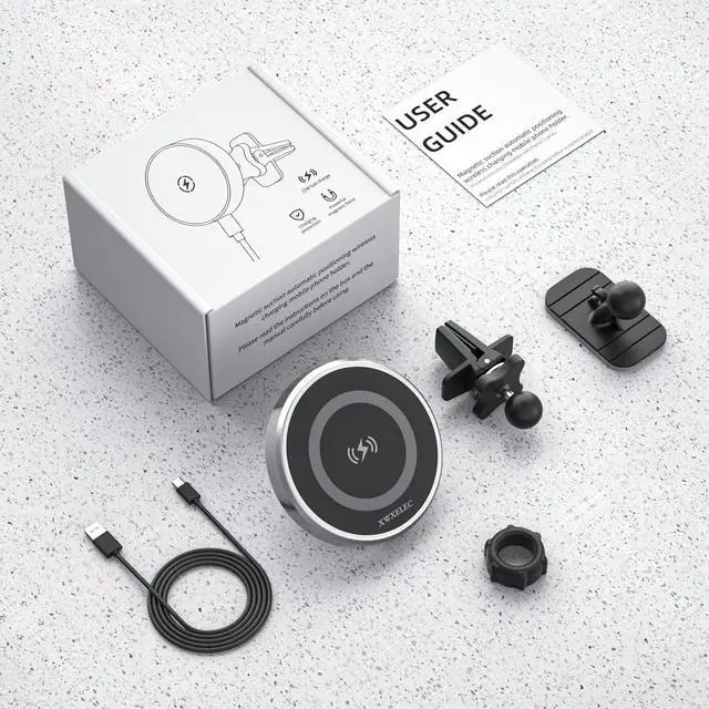 Alt view image 7 of 7 - Magnetic Wireless Car Charger,15W Super Fast Charging Magsafe Car Mount Charger for iPhone 16/15/14/13/12 /Pro/Max/Plus/Mini, Stick on Dashboard/Clip to Air Vent Phone Holder Mount