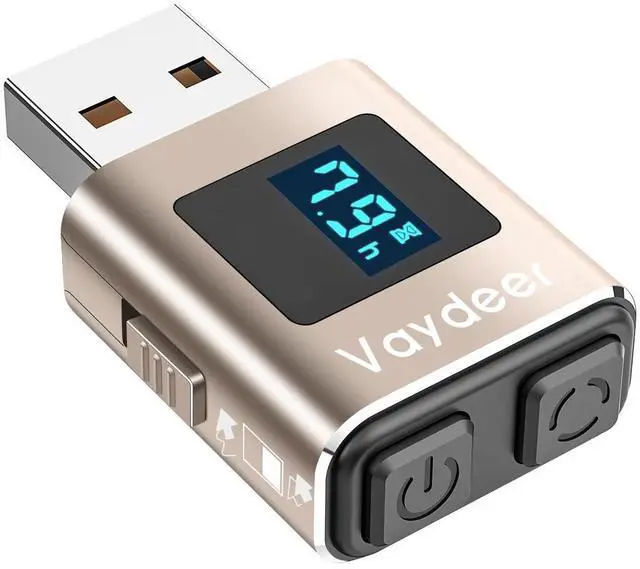 Main image of VAYDEER Metal Mini Mouse Jiggler, T5s Mouse Mover with Timer, LED Countdown, Undetectable, 3-Button Control, for Office, Remote Work, Online Meetings,Shaker Wiggler to Boost Your Productivity (Golden)