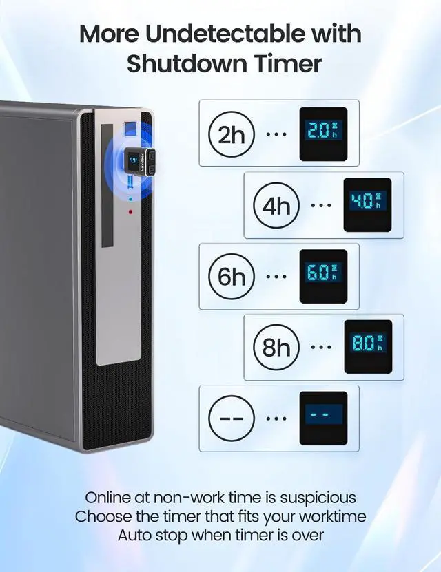 Alt view image 4 of 7 - VAYDEER Metal Mini Mouse Jiggler, T5s Mouse Mover with Timer, LED Countdown, Undetectable, 3-Button Control, for Office, Remote Work, Online Meetings,Shaker Wiggler to Boost Your Productivity (Golden)