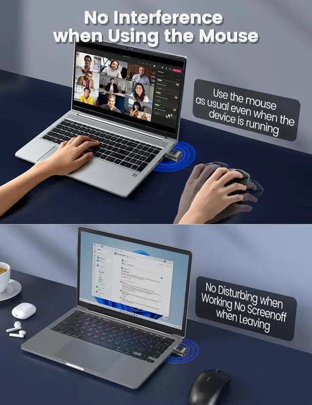 Alt view image 6 of 7 - VAYDEER Metal Mini Mouse Jiggler, T5s Mouse Mover with Timer, LED Countdown, Undetectable, 3-Button Control, for Office, Remote Work, Online Meetings,Shaker Wiggler to Boost Your Productivity (Golden)