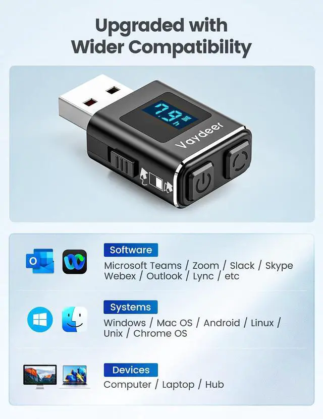 Alt view image 7 of 7 - VAYDEER Metal Mini Mouse Jiggler, T5s Mouse Mover with Timer, LED Countdown, Undetectable, 3-Button Control, for Office, Remote Work, Online Meetings,Shaker Wiggler to Boost Your Productivity (Golden)