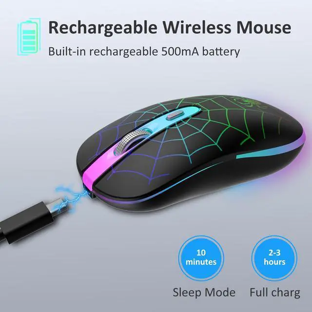 Alt view image 5 of 7 - TaIYanG Wireless Mouse, 2.4G Portable Optical Quiet Cute Mouse with USB Receiver and Type C Adapter, 3 Adjustable DPI LED Wireless Mice for Laptop, Computer, PC, MacBook, Desktop
