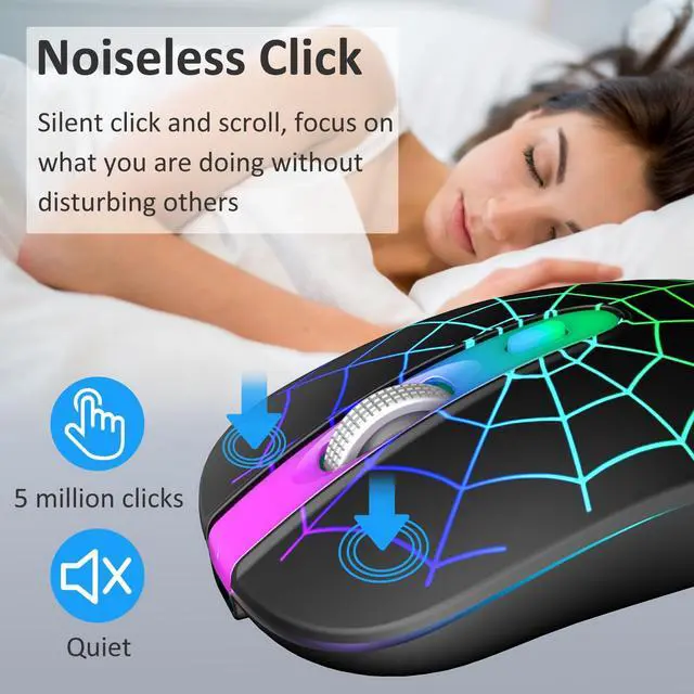 Alt view image 6 of 7 - TaIYanG Wireless Mouse, 2.4G Portable Optical Quiet Cute Mouse with USB Receiver and Type C Adapter, 3 Adjustable DPI LED Wireless Mice for Laptop, Computer, PC, MacBook, Desktop