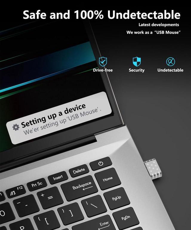 Alt view image 2 of 7 - Geyes USB Mouse Jiggler, Undetectable Mouse Mover Device Has Two Swing Modes Jiggle and Multi-Track,Keeps for PC Computer Laptop Awake, Driver-Free, Plug-Playwith Switch Metal Silver