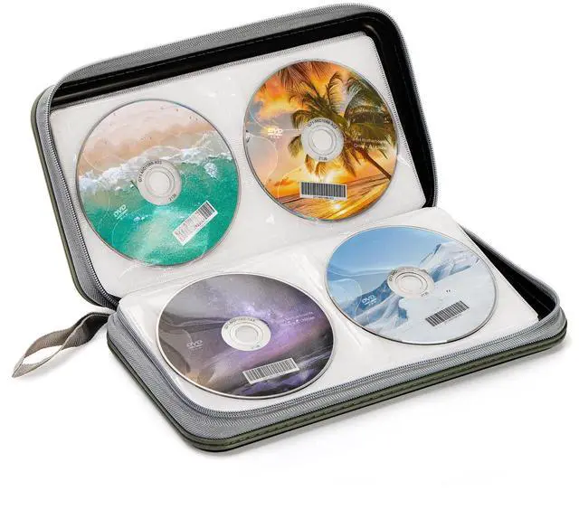 Alt view image 3 of 7 - Frcctre 2 Pack 96 Capacity CD Case, Portable Wallet CD Storage Binder DVD Storage Cases Holder, Hard Shell CD DVD Blu-ray Media Disc Storage Case Holder Organizer for Car Home Office Travel, Black