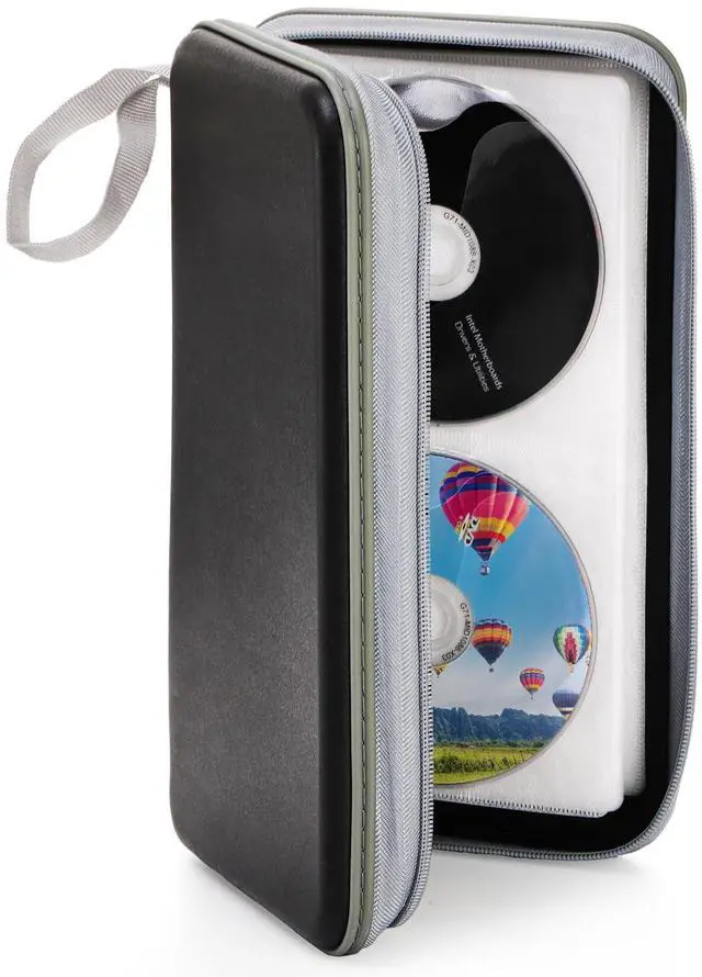 Alt view image 5 of 7 - Frcctre 2 Pack 96 Capacity CD Case, Portable Wallet CD Storage Binder DVD Storage Cases Holder, Hard Shell CD DVD Blu-ray Media Disc Storage Case Holder Organizer for Car Home Office Travel, Black