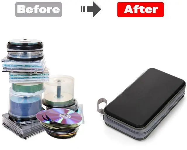 Alt view image 7 of 7 - Frcctre 2 Pack 96 Capacity CD Case, Portable Wallet CD Storage Binder DVD Storage Cases Holder, Hard Shell CD DVD Blu-ray Media Disc Storage Case Holder Organizer for Car Home Office Travel, Black