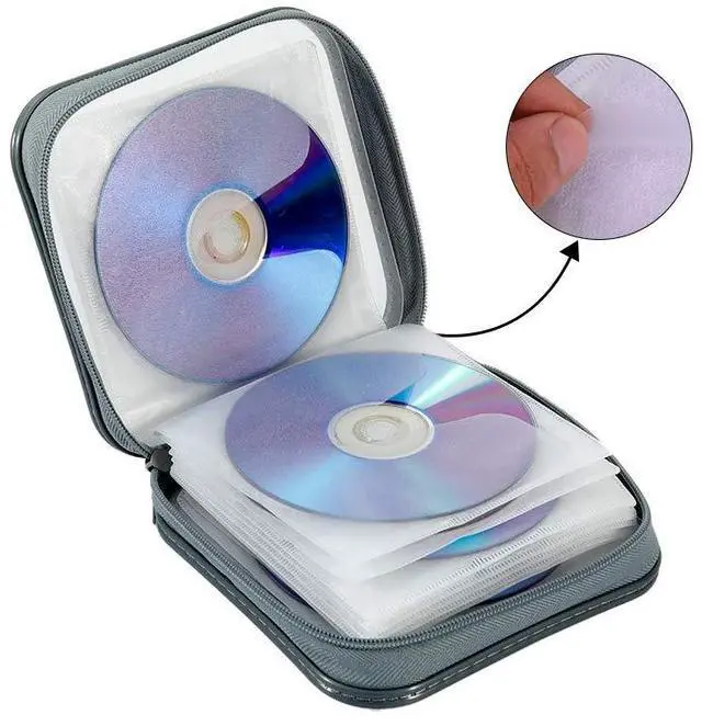 Alt view image 2 of 7 - Jalisiol CD Case, CD/DVD Case Wallet 40 Capacity Protective CD VCD Case Storage Organizer Binder Booklet Album Wallet for Home Car (White)