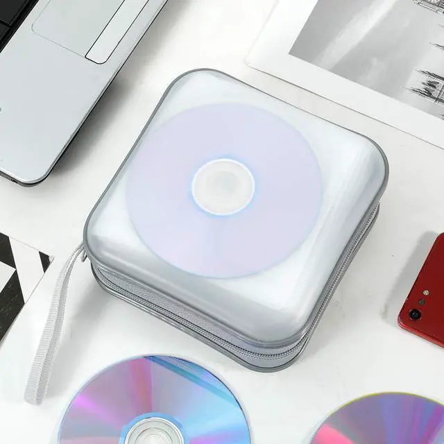 Alt view image 6 of 7 - Jalisiol CD Case, CD/DVD Case Wallet 40 Capacity Protective CD VCD Case Storage Organizer Binder Booklet Album Wallet for Home Car (White)