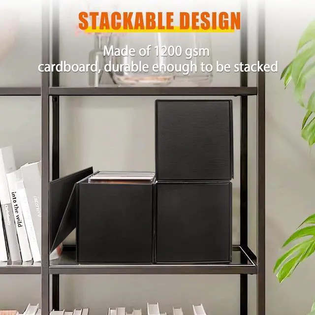 Alt view image 5 of 6 - CD Storage Box, DVD Storage Box- Durable 5.2 x 5.75 x 12 Inch Disc Holders with Lids, Store up to 30 CDs- Black 1 PACK