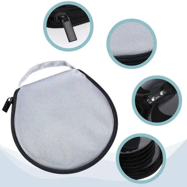 Alt view image 3 of 7 - Xthrotsenk Oxford CD Case 20 Capacity Grey Portable Wallet Disc Storage Binder Round DVD Storage Holder Dividers Folder for Car, Home, Travel Carrying Organizer