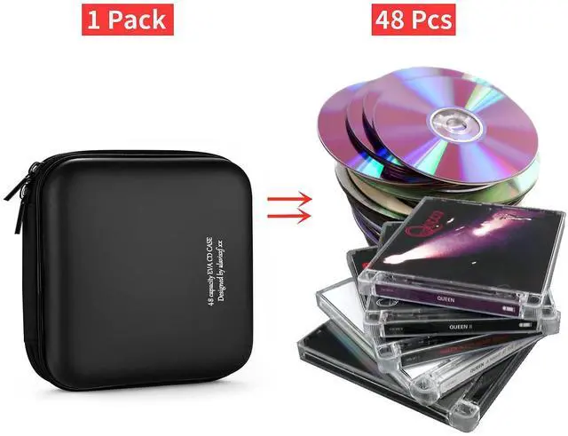 Alt view image 2 of 7 - LIOVODE DVD Case, 48 Capacity EVA CD Case Holder Storage Organizer Portable Protective DVD Wallet Holder for Car (48 Capacity, Black48)
