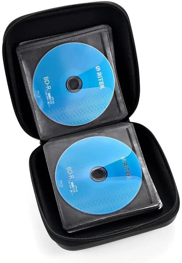 Alt view image 4 of 7 - LIOVODE DVD Case, 48 Capacity EVA CD Case Holder Storage Organizer Portable Protective DVD Wallet Holder for Car (48 Capacity, Black48)