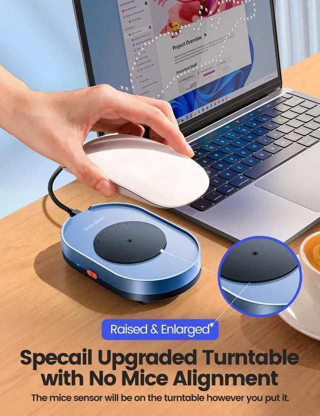 Alt view image 4 of 7 - Vaydeer Undetectable Mouse Mover M4  Metal Mini Mouse Jiggler, T3s Mouse Mover, Noiseless, Simulates Realistic Mouse Movement, Driver-Free,Keeps PC Active