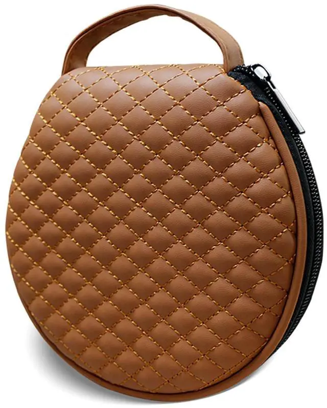 Main image of HAPLIVES Portable CD Case,20 Capacity Round CD Holder Microfiber Leather DVD Storage Bag CD Wallet Holder Organizer DVD Pouch with Zipper for Car Office Living Room Home Travel(Brown)