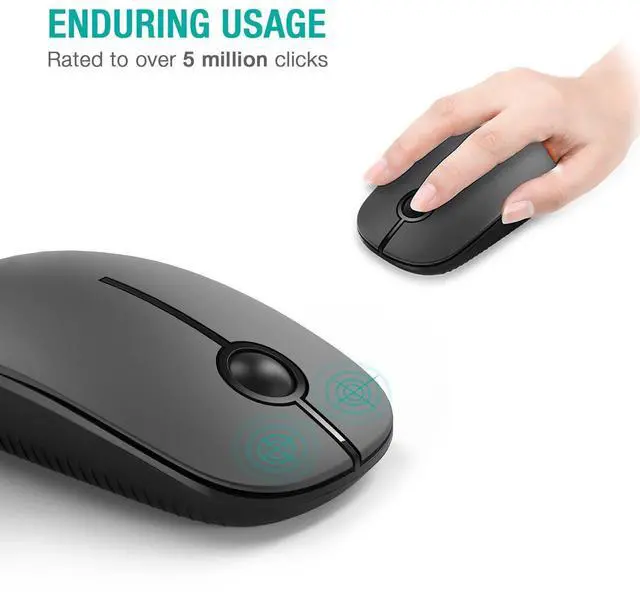 Alt view image 3 of 6 - Unipows Wireless Mouse - 2.4G Slim Portable Computer Mouse with Nano Receiver, Less Noise Mobile Optical Mice for Notebook, PC, Laptop, Computer, Mac (Black and Grey)