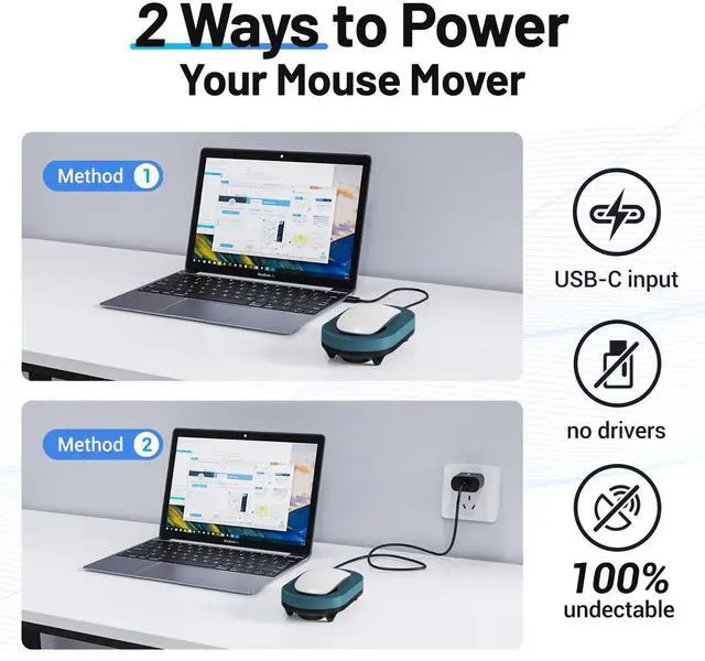 Alt view image 4 of 7 - HONKID Undetectable Mouse Mover Jiggler with ON/Off Switch and USB Port Drive-Free,Simulate Physical Automatically Mouse Movement,Prevent Computer Laptop Inactive/Lockdown(Light Blue)