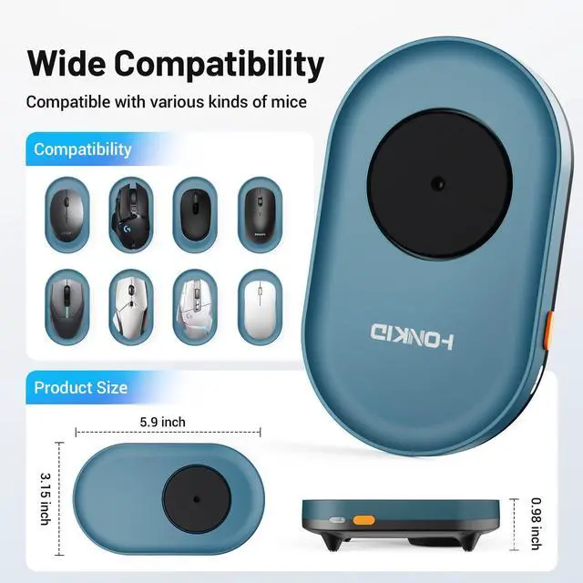 Alt view image 6 of 7 - HONKID Undetectable Mouse Mover Jiggler with ON/Off Switch and USB Port Drive-Free,Simulate Physical Automatically Mouse Movement,Prevent Computer Laptop Inactive/Lockdown(Light Blue)