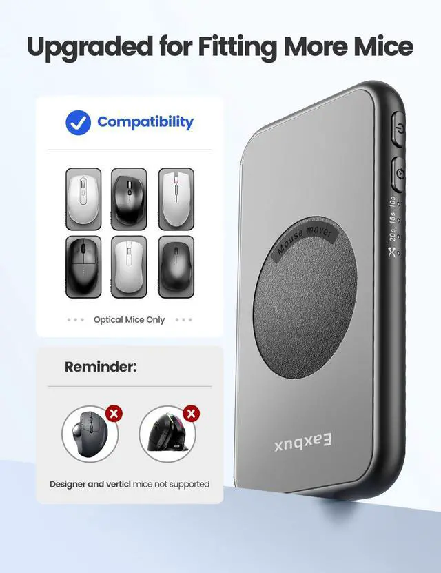 Alt view image 6 of 7 - EAXBUX Ultra-Slim Mouse Jiggler,100% Undetectable Mouse Mover Jiggler Device Shaker with Adjustable Spinning Time,Random Movement,Gifts for Keeping PC/Laptop Active & Secure to Improve Work Efficiency