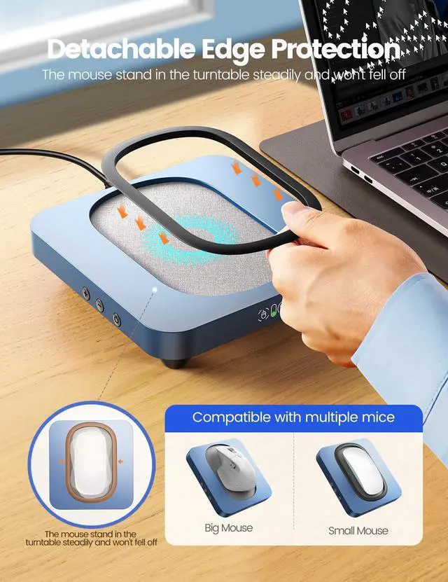 Alt view image 4 of 7 - EAXBUX Undetectable Mouse jiggler,Mouse Mover Wiggler Shaker Device with Enlarged Turntable Adjustable Interval,LED Display Moves Randomly,for Gift Keeps PC/Laptap Active to Improve Office Efficiency