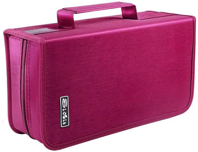 Main image of Siveit CD/DVD Storage Holder - 128 Capacity Organizer, Portable CD Wallet for Home & Travel (Black, Rose)