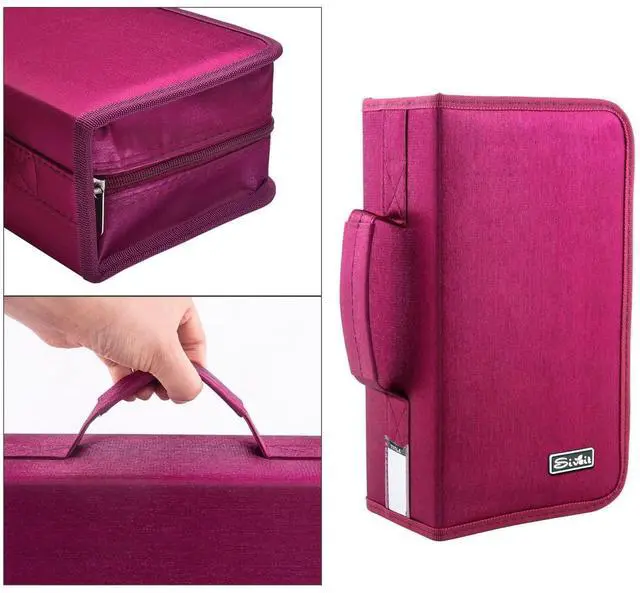 Alt view image 3 of 6 - Siveit CD/DVD Storage Holder - 128 Capacity Organizer, Portable CD Wallet for Home & Travel (Black, Rose)
