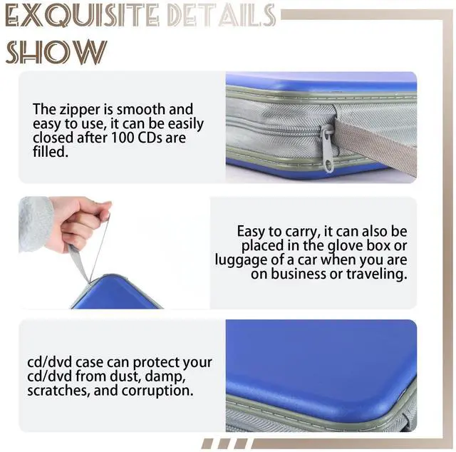 Alt view image 3 of 6 - YILAG CD Case DVD Storage 2 Pack,100 Capacity DVD Cases Holder CD Storage Case Holders Plastic CD DVD Disc Case Storage Wallet Binder for Car Home Office Travel (Black&Blue)