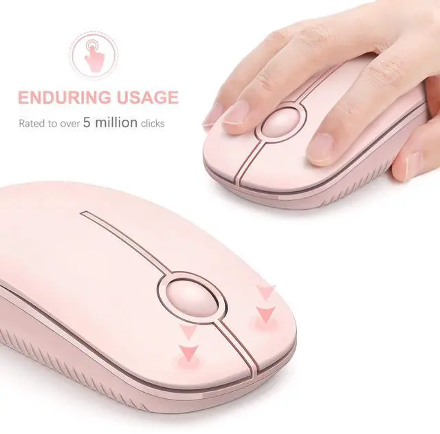 Alt view image 3 of 6 - Unipows Wireless Mouse - 2.4G Slim Portable Computer Mouse with Nano Receiver, Less Noise Mobile Optical Mice for Notebook, PC, Laptop, Computer, Mac (Pink)
