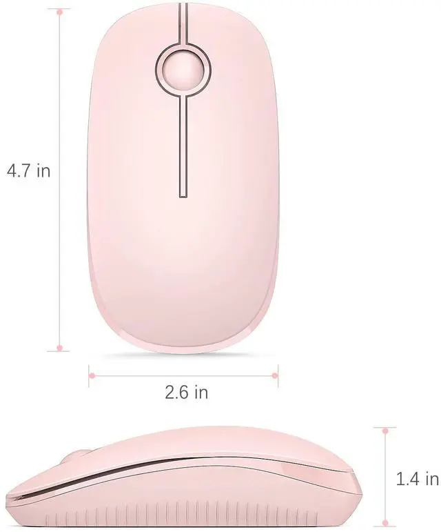 Alt view image 6 of 6 - Unipows Wireless Mouse - 2.4G Slim Portable Computer Mouse with Nano Receiver, Less Noise Mobile Optical Mice for Notebook, PC, Laptop, Computer, Mac (Pink)