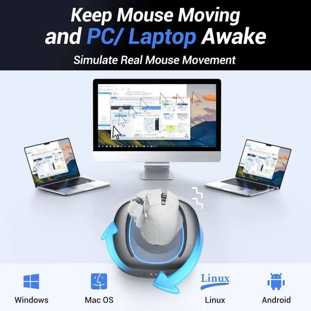 Alt view image 5 of 7 - MEKASS Ultra-Silent Mouse Mover, Mouse Jiggler with Adjustable Interval Timer, Mouse Jiggers Device with ON/Off Switch, Driver-Free Mouse Shaker for Keeping The PC Active (Space Gray)