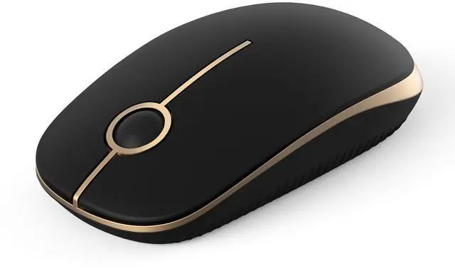 Main image of Wireless Mouse - 2.4G Slim Portable Computer Mouse with Nano Receiver, Less Noise Mobile Optical Mice for Notebook, PC, Laptop, Computer, Mac (Black and Gold)