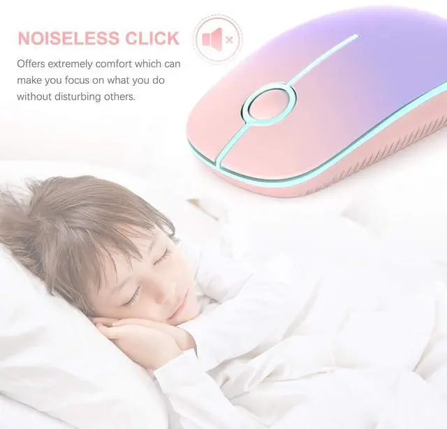 Alt view image 4 of 7 - Unipows Wireless Mouse - 2.4G Slim Portable Computer Mouse with Nano Receiver, Less Noise Mobile Optical Mice for Notebook, PC, Laptop, Computer, Mac (Gradient Pink to Purple)