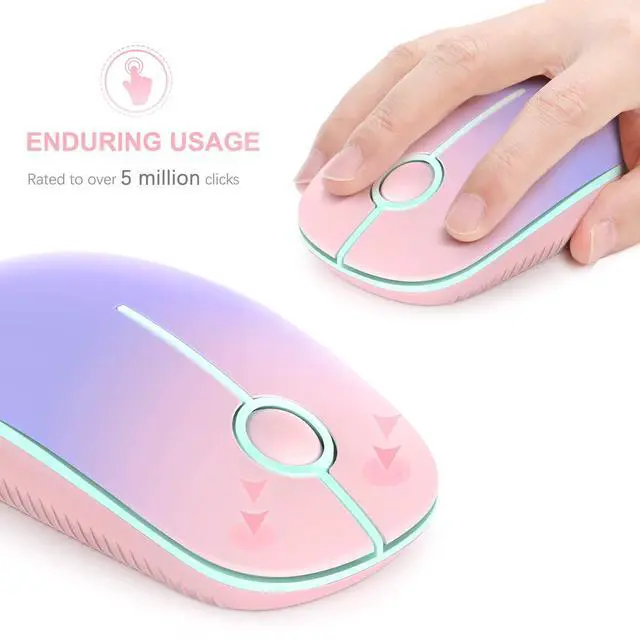 Alt view image 5 of 7 - Unipows Wireless Mouse - 2.4G Slim Portable Computer Mouse with Nano Receiver, Less Noise Mobile Optical Mice for Notebook, PC, Laptop, Computer, Mac (Gradient Pink to Purple)