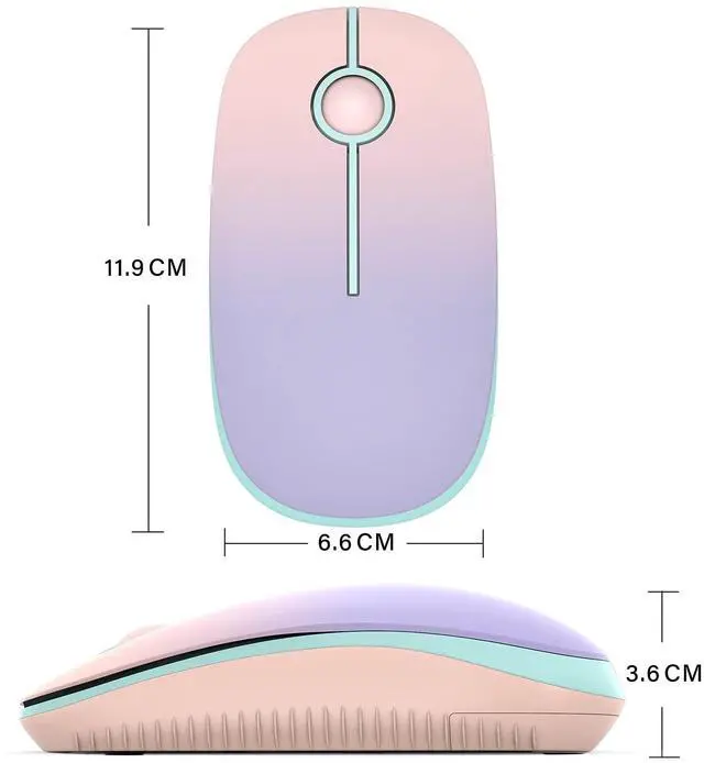 Alt view image 6 of 7 - Unipows Wireless Mouse - 2.4G Slim Portable Computer Mouse with Nano Receiver, Less Noise Mobile Optical Mice for Notebook, PC, Laptop, Computer, Mac (Gradient Pink to Purple)