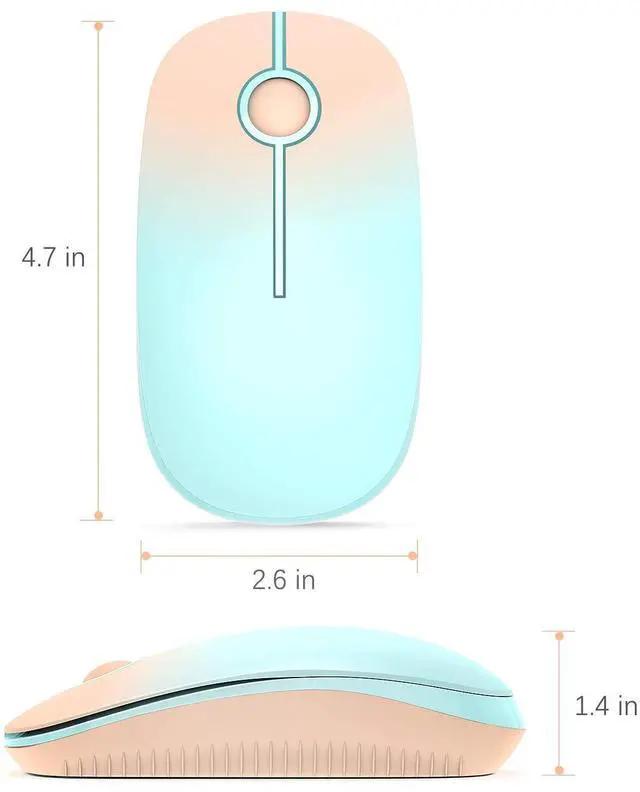 Alt view image 6 of 7 - Unipows Wireless Mouse - 2.4G Slim Portable Computer Mouse with Nano Receiver, Less Noise Mobile Optical Mice for Notebook, PC, Laptop, Computer, Mac (Gradient Orange to Mint Green)