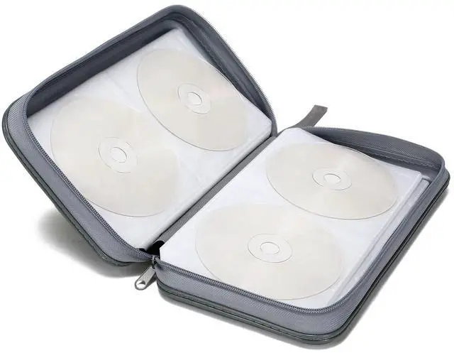 Alt view image 2 of 4 - 96 Capacity CD/DVD Case Storage Holder Binder Organizer Portable Zipper Hard Plastic CD/DVD Cases Organizer Wallet Book for Car Home Office Travel(Grey)